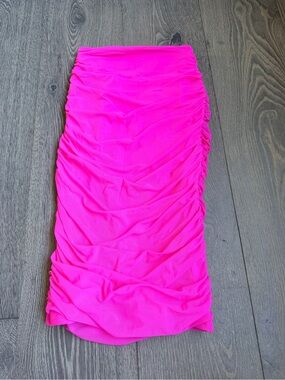 Exotica ExoticAthletica Candy Pink Body Contouring Mesh Ruched Midi Skirt